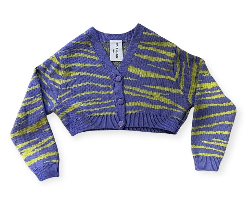 ASOS COLLUSION Indie Sleaze Y2K Quirky Retro Pop Zebra Print Cropped Cardigan- 6